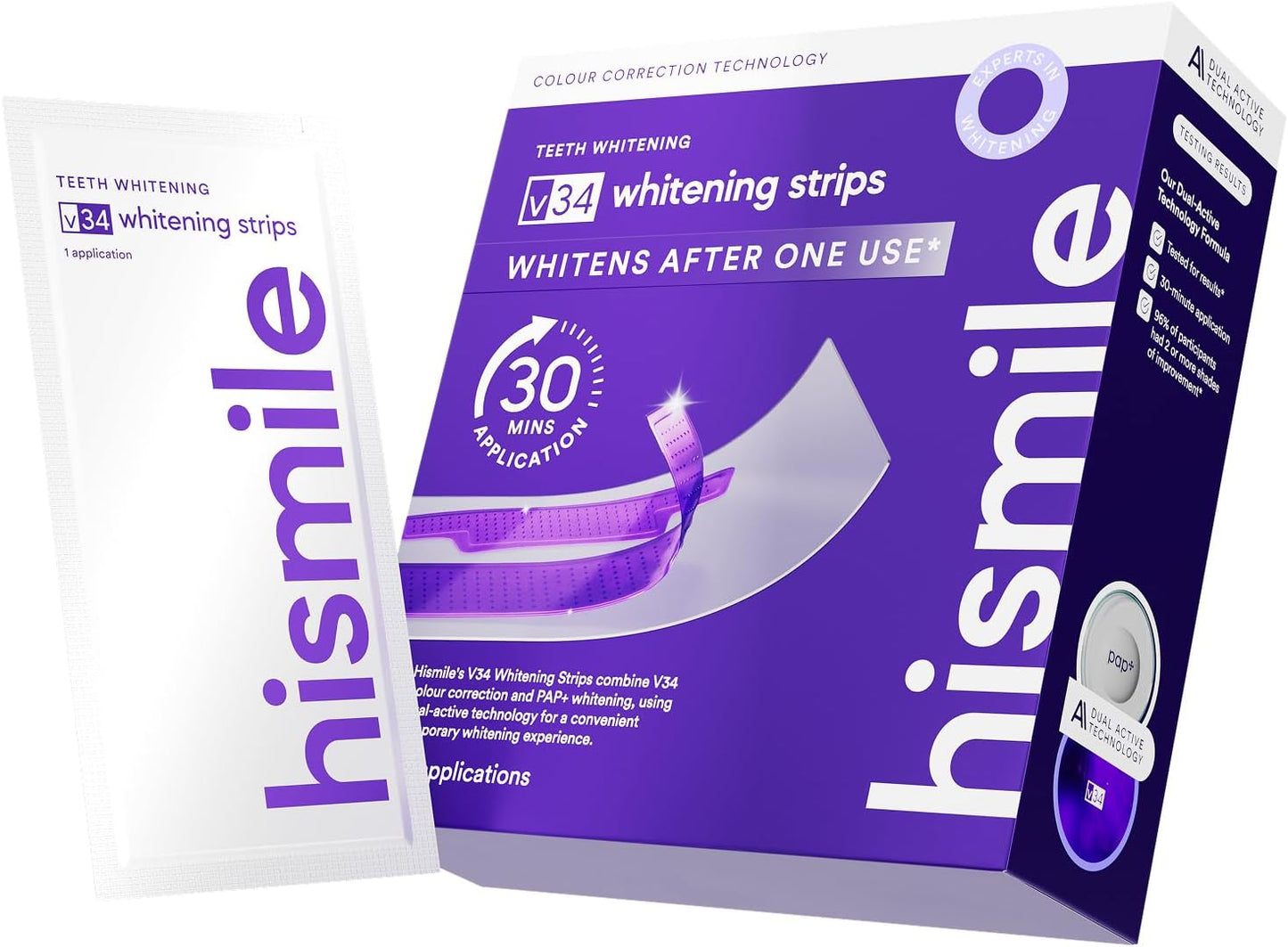 V34 Professional Teeth Whitening Strips with Color Correction for Stain Treatment