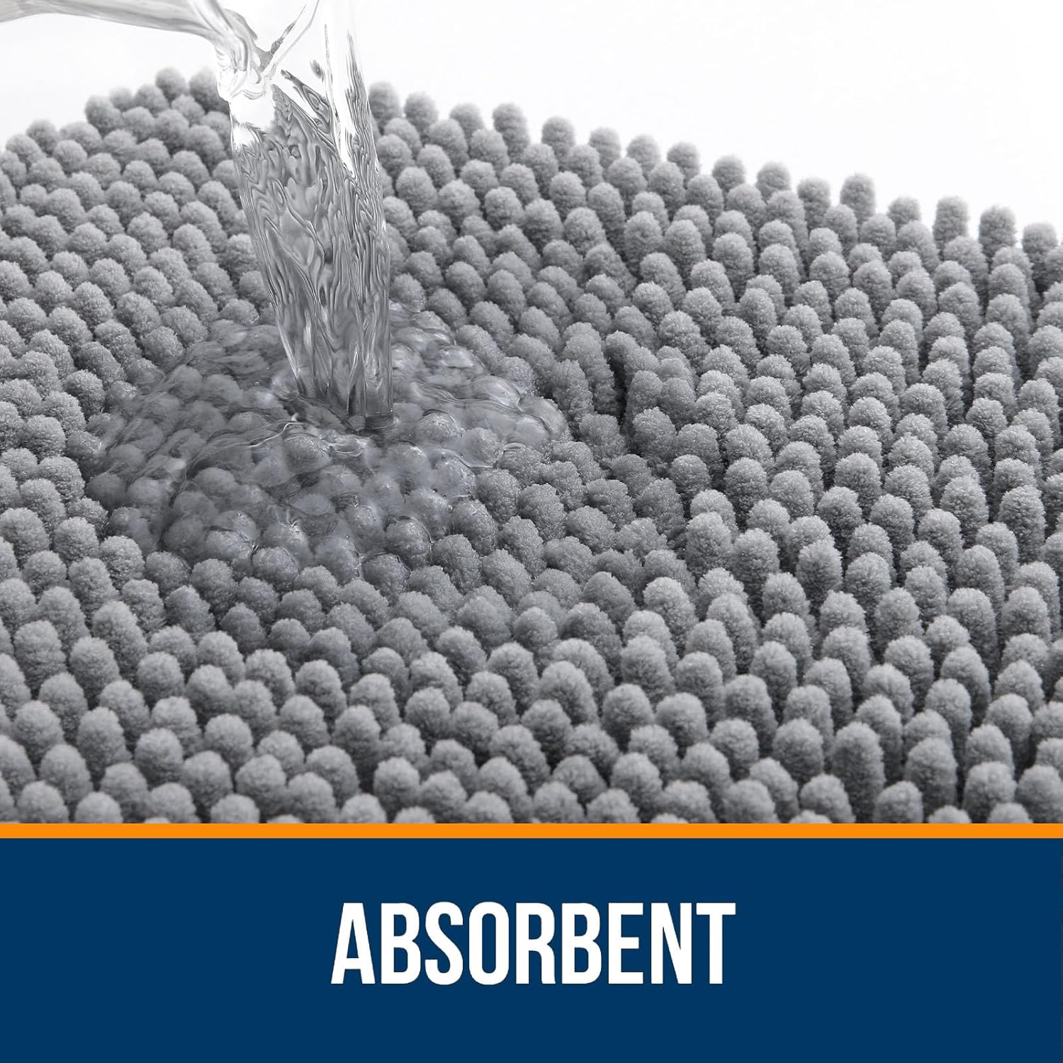 Bathroom Rugs 30X20, Extra Soft Absorbent Chenille Bath Rugs, Rubber Backing Quick Dry, Machine Washable Bath Mats for Bathroom Floor, Tub and Shower, Home Decor Accessories, Grey
